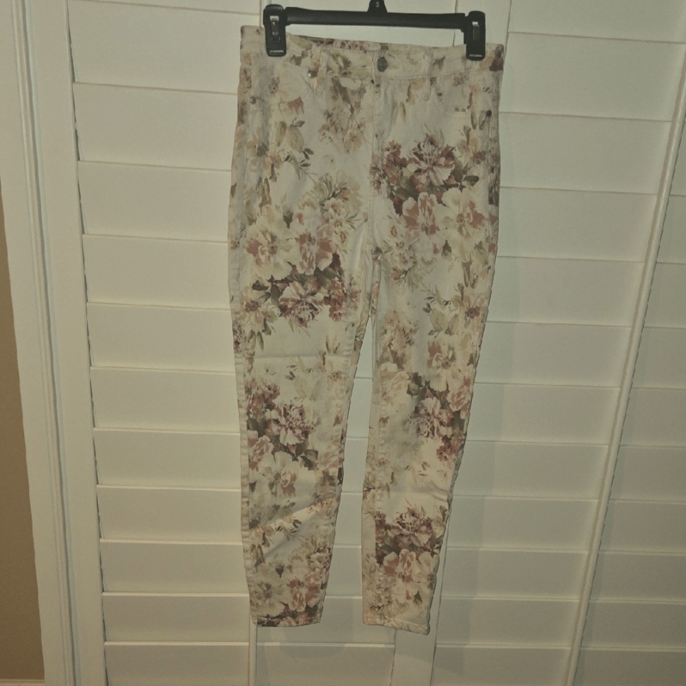 Buffalo David Bitton Beige and Red Floral Jeans